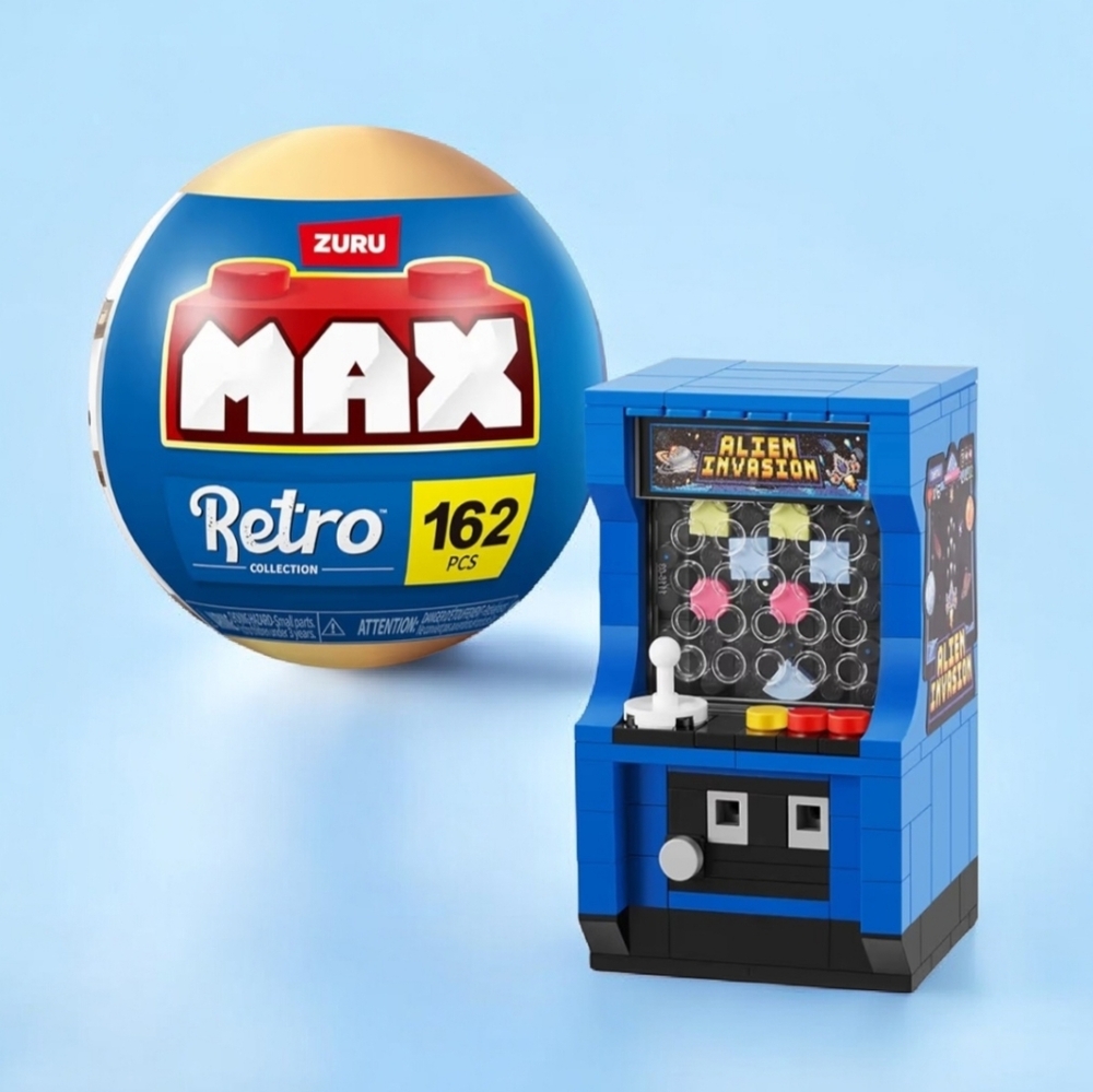 Zuru Max Premium Retro Building Bricks Arcade Alien Invasion 162pc NEW Joystick